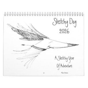 Sketchy Dog Adventures Wall Calendar 2026