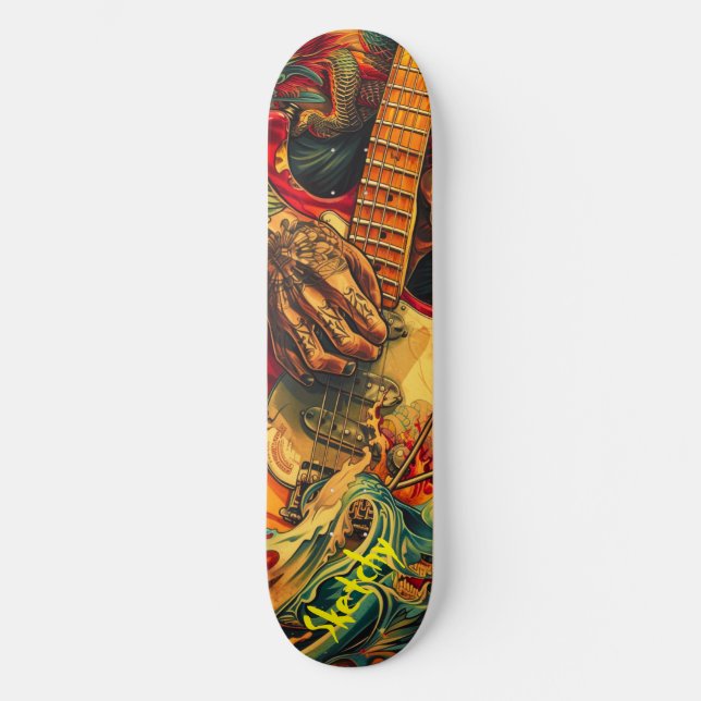 Sketchy electric guitar  skateboard (Front)