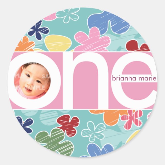 Sketchy Flowers Number Sticker (Front)