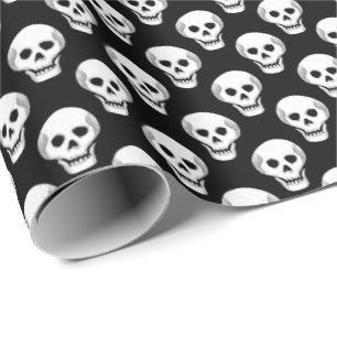 Sketchy Halloween Skull Pattern Wrapping Paper