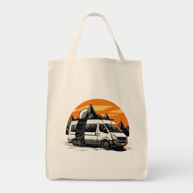 sketchy minimalist camper travel tote bag (Front)