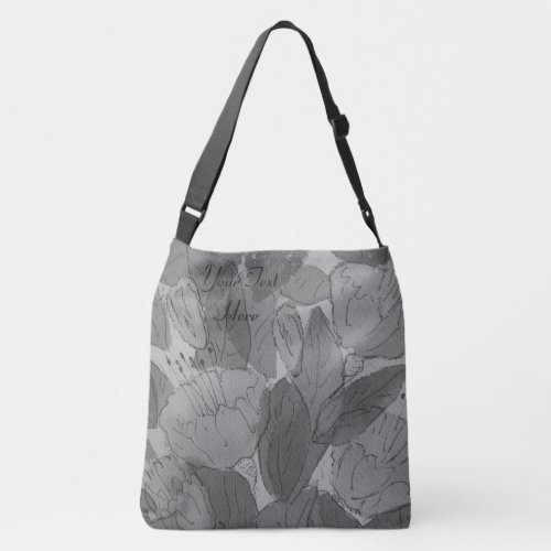 sketchy modern contempory black and white floral crossbody bag