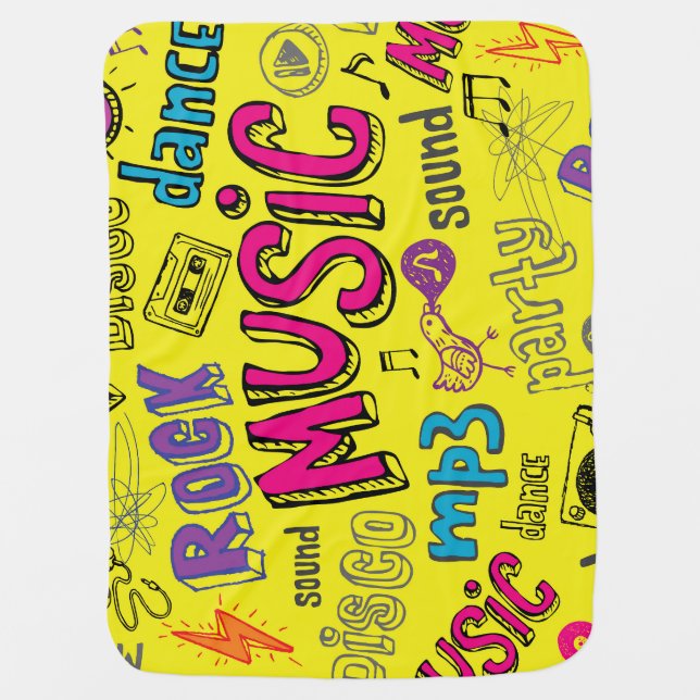 Sketchy Music Doodles Seamless Background Baby Blanket (Front)