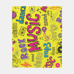 Sketchy Music Doodles Seamless Background Fleece Blanket
