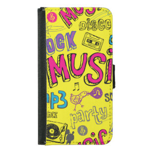 Sketchy Music Doodles Seamless Background Samsung Galaxy S5 Wallet Case