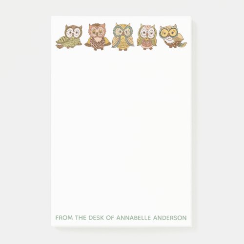 Sketchy Owls Personalize Post_it Notes