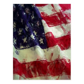 Sketchy Painting Style USA Flag Postcard