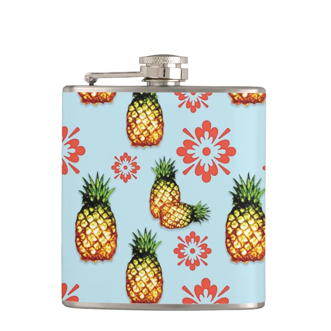 Sketchy Pineapple Print Flask (Front)