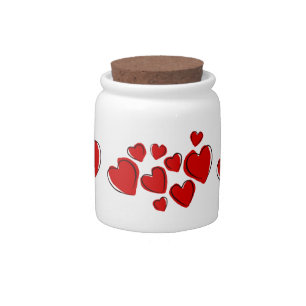 Sketchy Red Hearts Candy Jar
