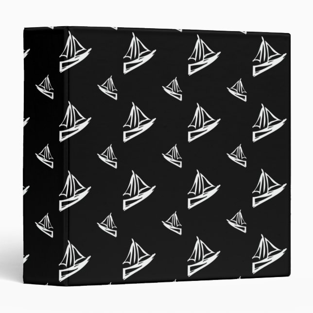 Sketchy Sailboat Pattern 3 Ring Binder (Front/Spine)