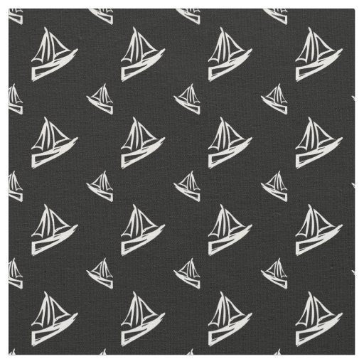 Sketchy Sailboat Pattern Fabric