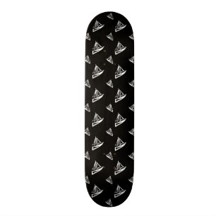 Sketchy Sailboat Pattern Skateboard Deck