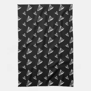 Sketchy Sailboat Pattern Towel