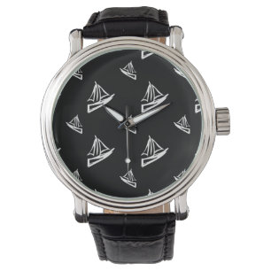 Sketchy Sailboat Pattern Watch