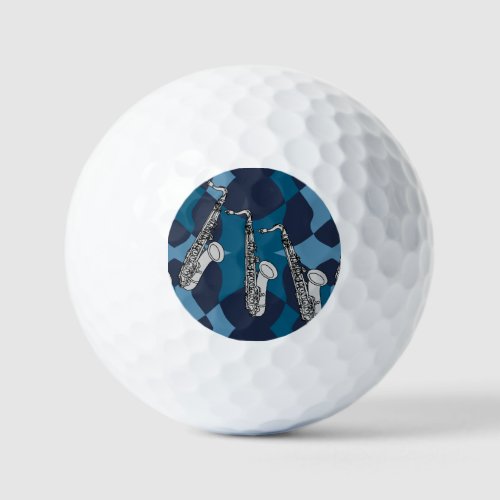 Sketchy Saxophone Gray Pattern Golf Balls