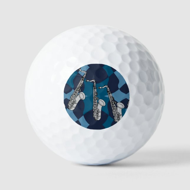 Sketchy Saxophone Gray Pattern Golf Balls (Front)