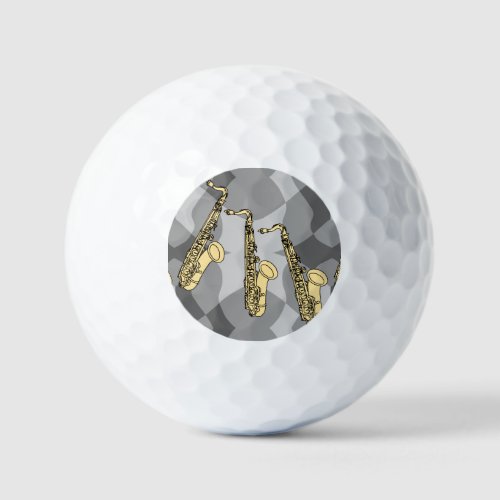 Sketchy Saxophone Gray Pattern Golf Balls