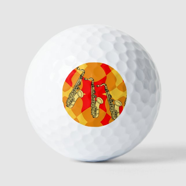 Sketchy Saxophone Gray Pattern Golf Balls (Front)