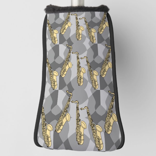 Sketchy Saxophone Gray Pattern Golf Head Cover (Rotate 90)