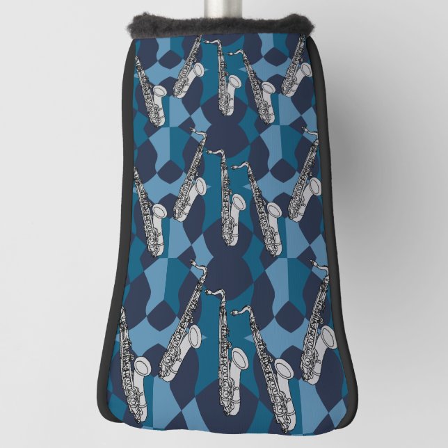 Sketchy Saxophone Gray Pattern Golf Head Cover (Rotate 90)