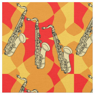  Sketchy Saxophone Pattern Fabric