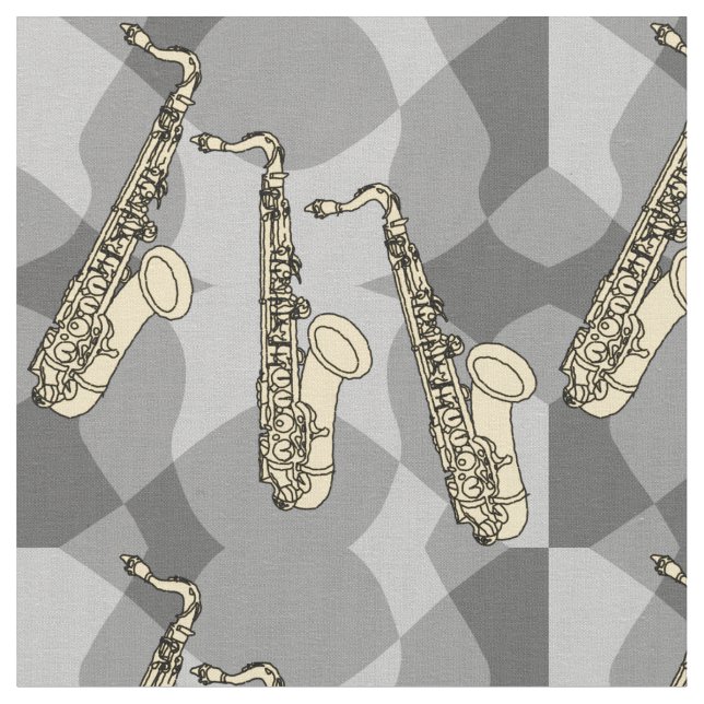 Sketchy Saxophone Pattern Fabric (Close Up)