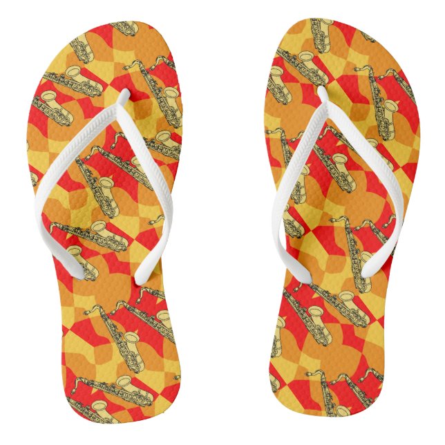 Sketchy Saxophone Pattern Flip Flops (Footbed)
