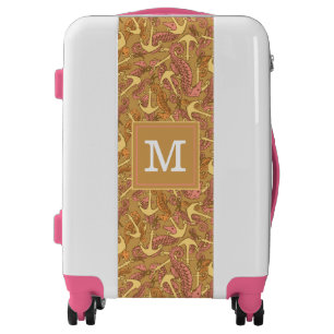 Sketchy Seahorse And Anchor Pattern Add Your Init Luggage