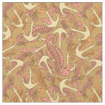 Sketchy Seahorse And Anchor Pattern Fabric
