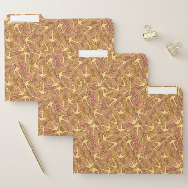 Sketchy Seahorse And Anchor Pattern File Folder (Set)