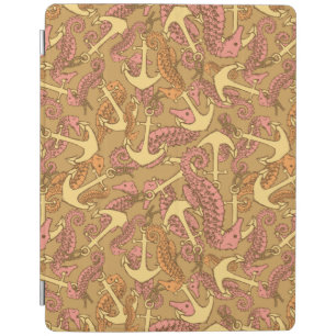 Sketchy Seahorse And Anchor Pattern iPad Smart Cover