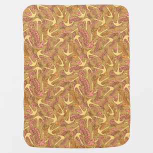 Sketchy Seahorse And Anchor Pattern Swaddle Blanket