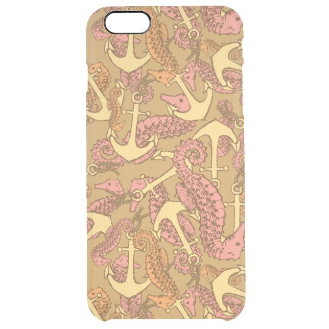 Sketchy Seahorse And Anchor Pattern Uncommon iPhone Case (Back)