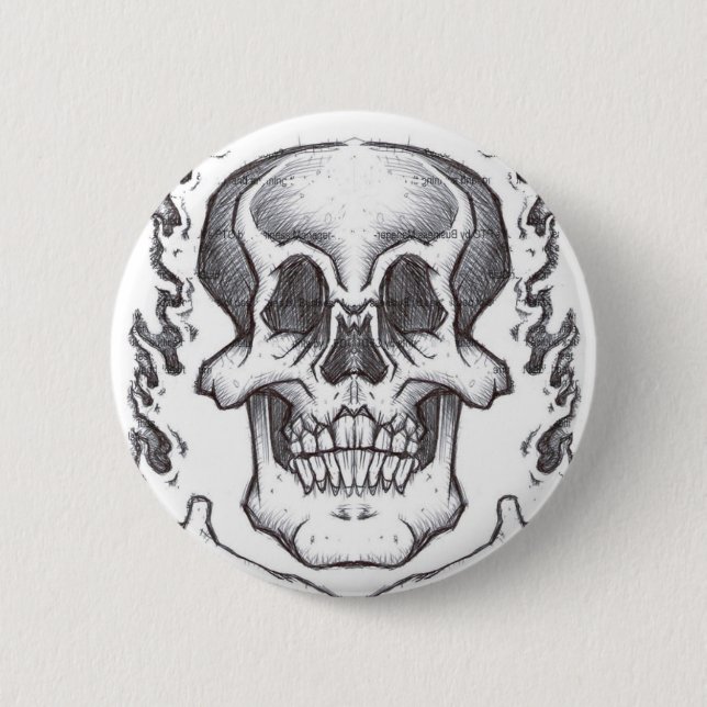 Sketchy Skull Pinback Button (Front)