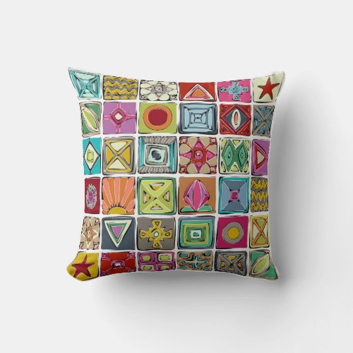 sketchy squares throw pillow