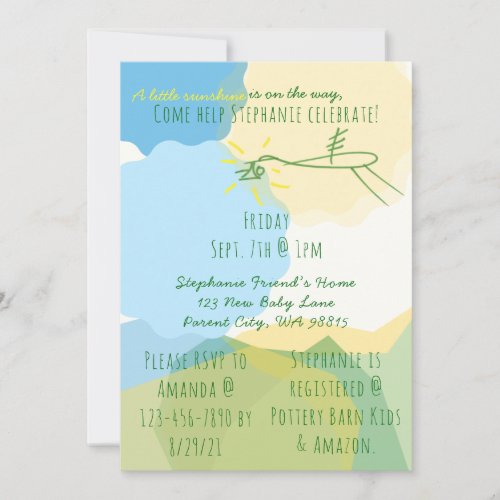 Sketchy Stork Baby Shower Invitation