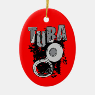 Sketchy Tuba and Text Ceramic Ornament