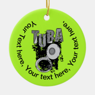 Sketchy Tuba and Text Ceramic Ornament