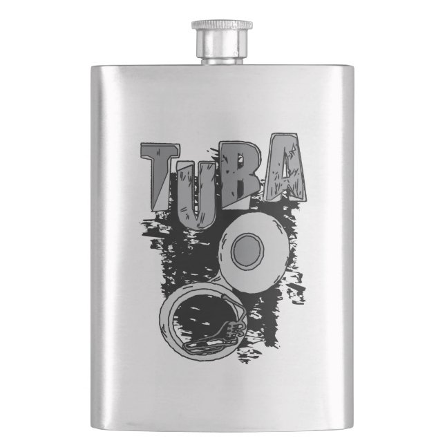 Sketchy Tuba and Text Flask (Front)