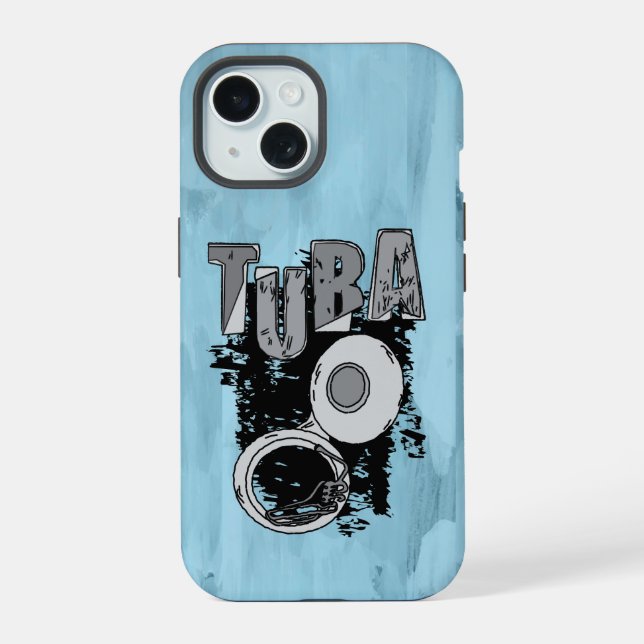 Sketchy Tuba and Text Iphone Case (Back)