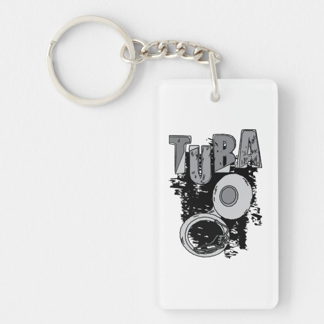 Sketchy Tuba and Text Keychain (Front)