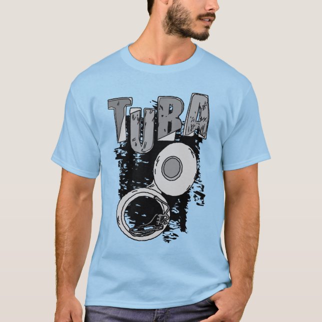 Sketchy Tuba and Text T-Shirt (Front)