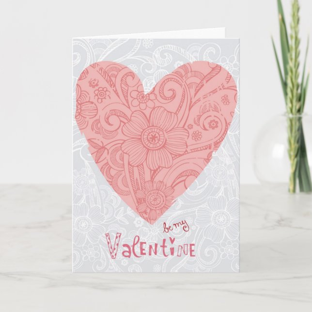 Sketchy Valentine's Doodle Heart and Swirls Holiday Card (Front)