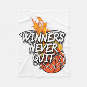 Sketll Apparel - Winners Never Quit - Fire Sketll Fleece Blanket