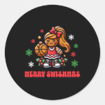Sketll Christmas Women&#39;s And Girls Merry Swishmas  Classic Round Sticker