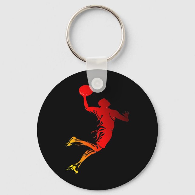Sketll Flame Dunk Flame Sketll Player Gift  Keychain (Front)