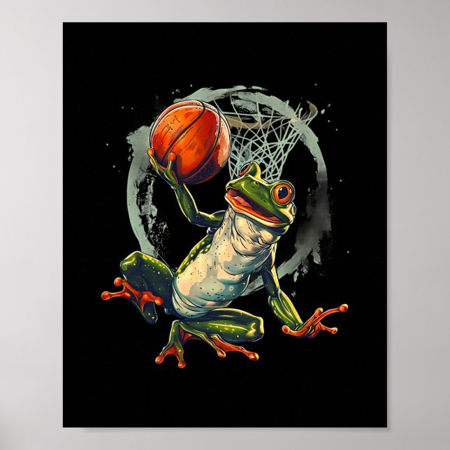 Sketll Frog Toad Slam Dunk Artwork Sketll Hoop  Poster (Front)