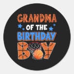 Sketll Grandma Of The Birthday Boy Family Matching Classic Round Sticker