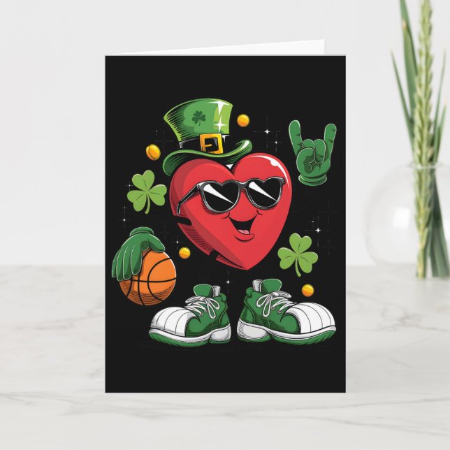 Sketll Heart St Patrick Day Valentine Shamrock Iri Card (Front)
