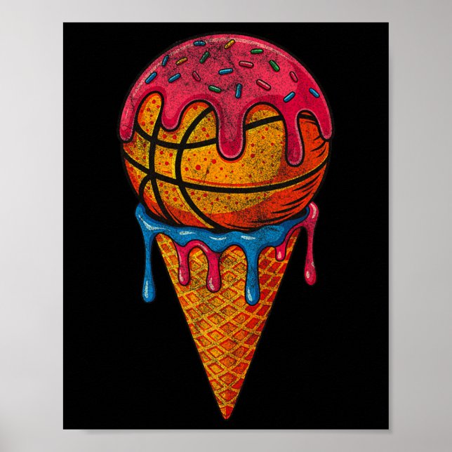 Sketll Ice Cream Cone Fun Drip Sprinkles  Poster (Front)